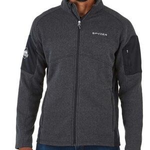Spyder Men's Large Empire Full Zip Jacket Gray Black w/ Patch & Sleeve Pocket